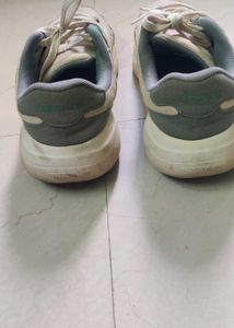 White Red tape Shoes Used Condition