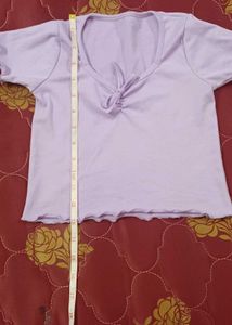 Cute Lilac Tie-Front Crop Top
