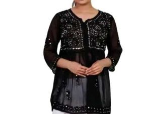 Black Mirror Work Kurti Top