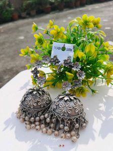 Oxidized Jhumka Earrings