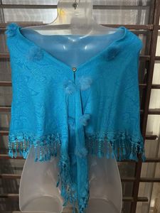 Blue Fringed Shawl
