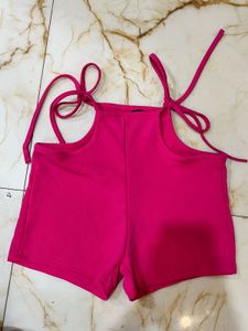 Hot Pink Tie-Strap Shorts