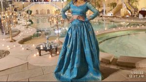 💙 Blue Banarasi Lehenga With Cancan Skirt