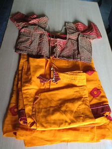 Mustard Yellow Chiffon Saree With Blouse