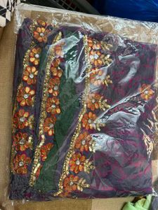 Embroidered Purple &amp; Pink Sari