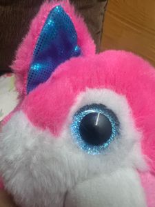 New Soft Toy- Pink &amp; White Plush Fox