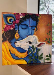 Krishna Painting on 24x24 Inches Canvas