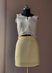 powder yellow tight fitted skirt