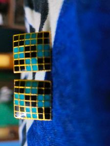 Vintage Enamel Square Earrings