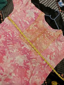 Pink Sequin Embellished Kurti