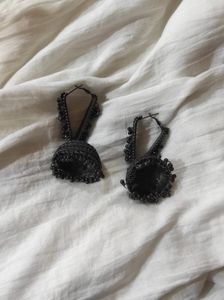 Oxidized Silver Jhumka Earrings