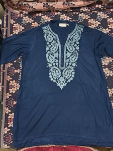 ✨Trends Navy Blue Embroidered Kurti – Size L