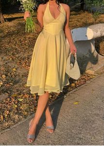 Yellow Halter Midi Dress