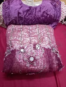 lengha saree with attached palla beautiful work