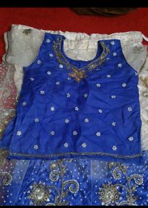 Elegant Blue &amp; White Lehenga Set