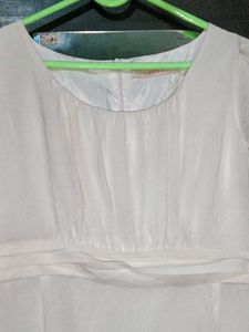 Cream Tiered Chiffon Dress