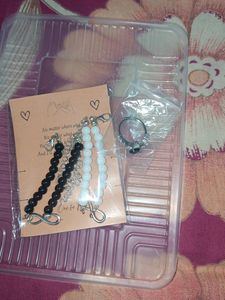 Infinity Bracelet And Black Stone Ring
