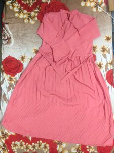 Women Solid Cotton Rayon Anarkali Kurta (Pink)