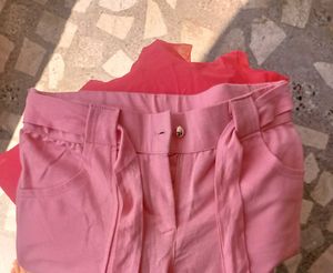 Pink Tie-Waist Pants