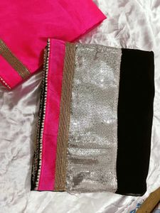 Stylish Sequin &amp; Pink Saree