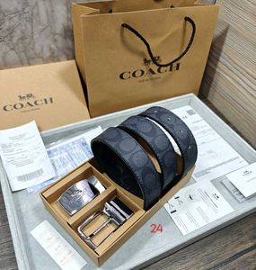 COACH MIX 2 BUCKLE BRANDED BELT WITH BOX