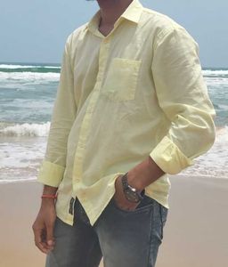 Men&#39;s Casual Yellow Shirt