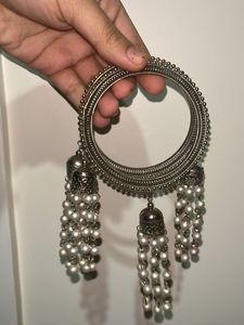 Silver Bangles attached Pearls