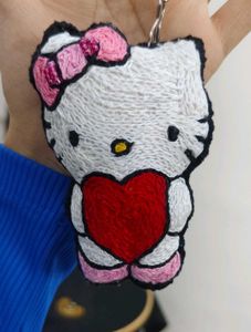 Hello Kitty Embroidery Keychain