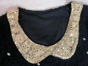 Fuzzy Polka Dot sweater with Lace Collar