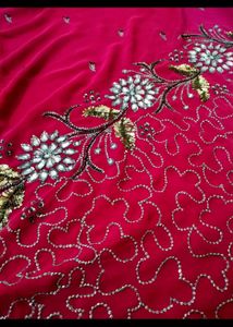 Rose Colour Heavy Hand worked Saree