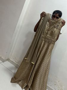Golden Gown With Dupatta