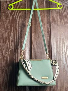 Mint Green Handbag with Polka Dot Scarf