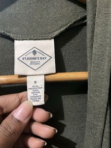 Olive Green Open Front Cardigan