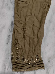 Girls Wear Elegant Brown Embellished Kurta with pa