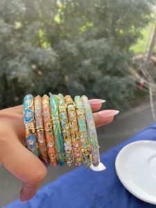 Floral Enamel Bangle Bracelets single