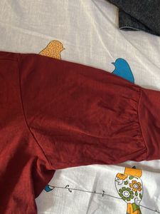 Rust Color Puff Sleeve T-Shirt