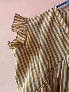 Striped Ruffle Sleeve Top  And Pink Tunic