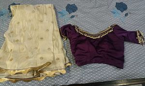 Royal Saree With Purple Blouse.....Ready To Wea