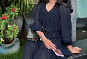 Flowy Navy Blue Mini Dress