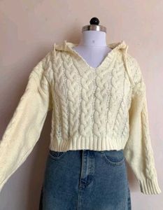 Cream Knit Hoodie