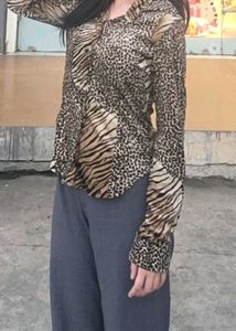 Vintage Animal Print Button-Down
