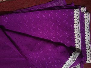 Fully Chikankari Work Saree With Lace