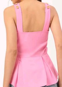Pink Button Detail Tank Top