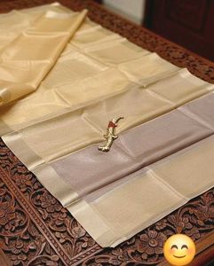 Elegant Brown &amp; Gold Silk Saree