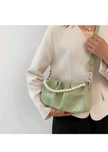Elegant White Pearl Handle Bag