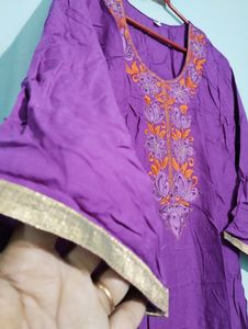 Purple Kurti Embroidered