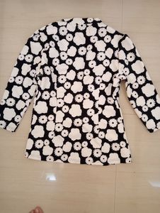 Navy Blue And White Floral Print Jacket