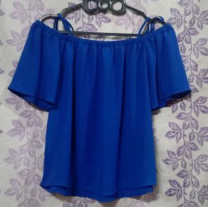 J.Crew Royal Blue Off the Shoulder Blouse