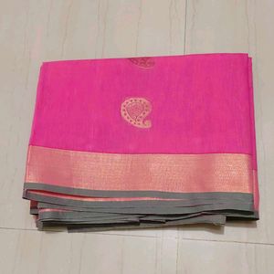 Pink Cotton Saree