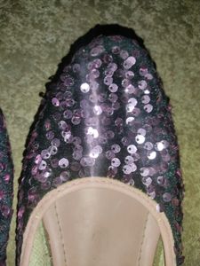 Sequined Purple Colour Flat Bellies.